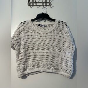 Jennifer Lopez Cream Crochet Sweater